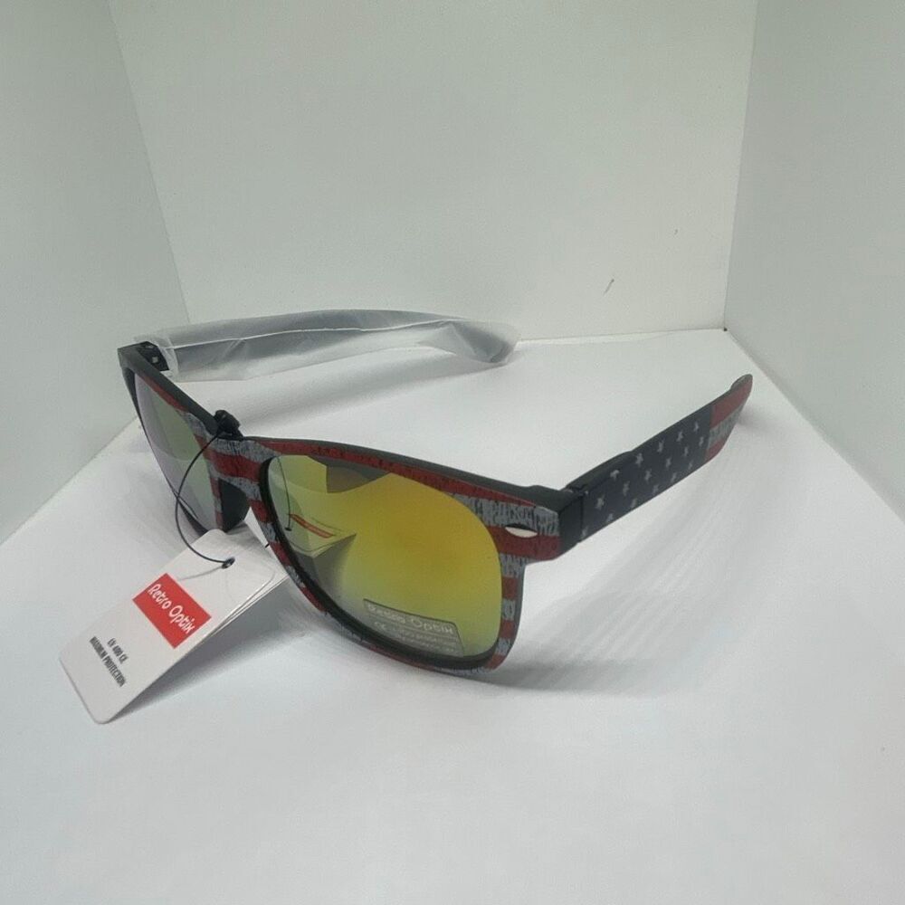 Retro Optix American Flag Sunglasses Mirrored Lens UV400 Protection